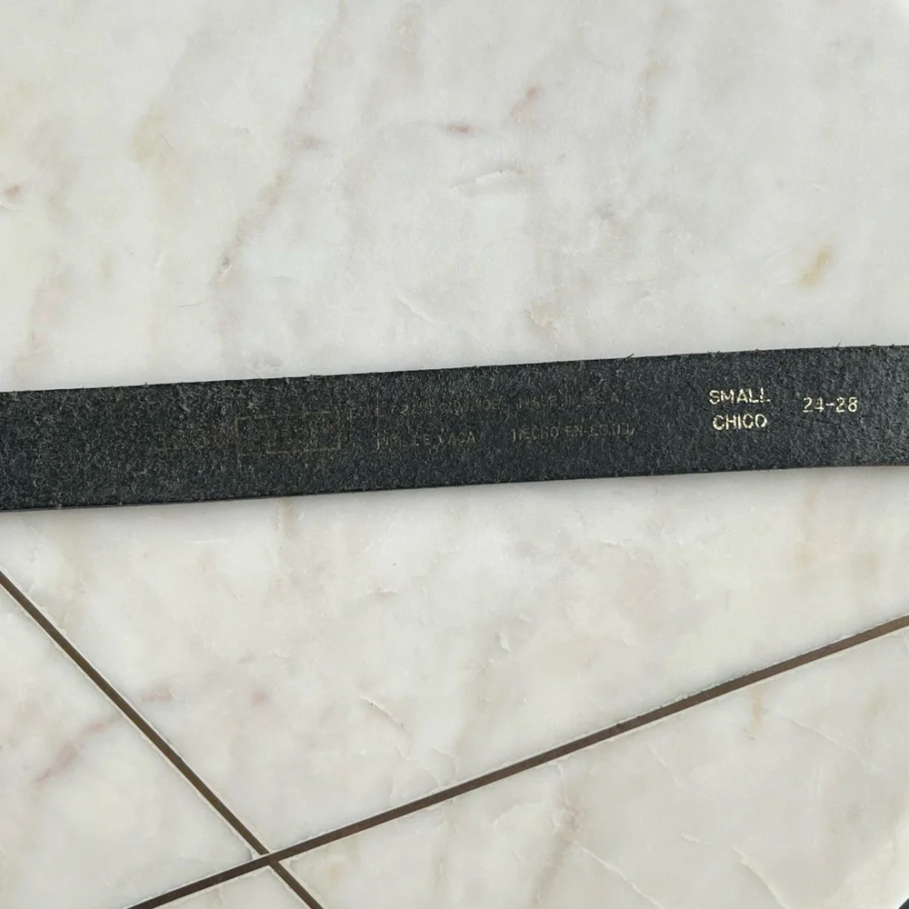 Mens BLACK Braided Leather/Silver Buckle FULL GRAIN COWHIDE Leather BELT S - Picture 6 of 8